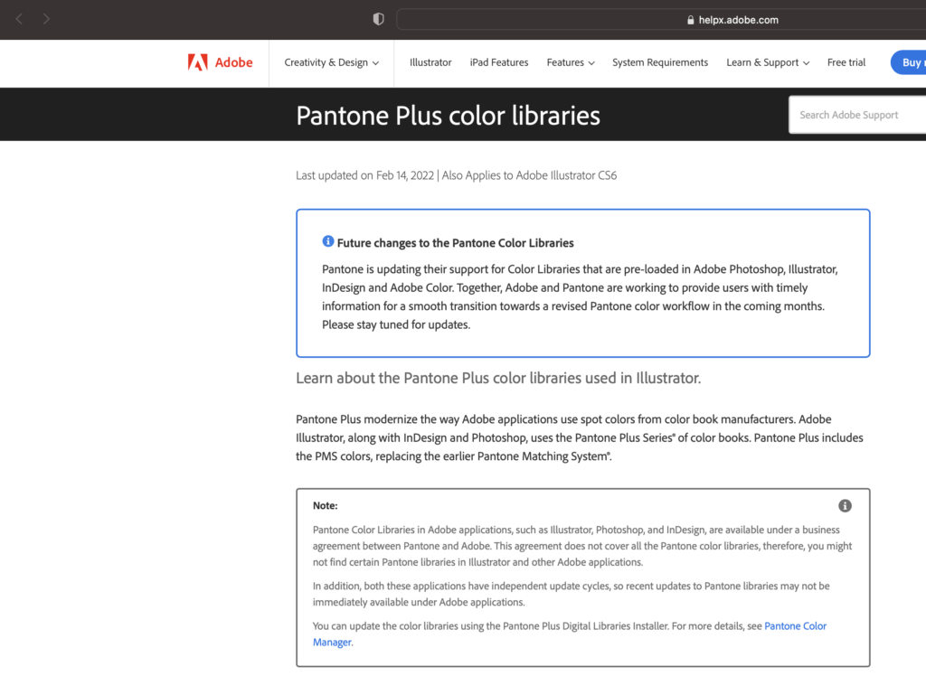 Pantone Color Swatches Ending in future updates to Adobe Creative Suite