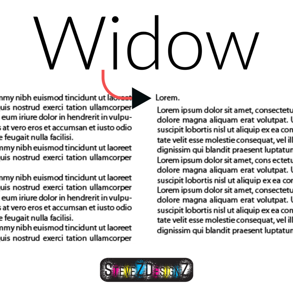 In typography, a widow is a single word, a short line, or a few words that appear at the end of a paragraph just above another paragraph or column. This creates an awkward and unattractive visual gap in the text and interrupts the flow of reading. #widow