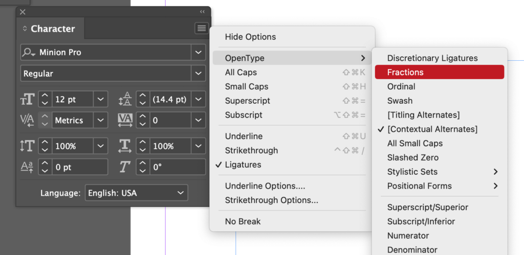 Easy Fractions in Adobe InDesign - Fractions are a lot easier than they use to be. Old school you had to do a subscript and reduce point sizes. Now all you do is … 